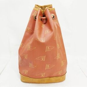 Louis Vuitton Coral and Tan Monogram Drawstring Backpack